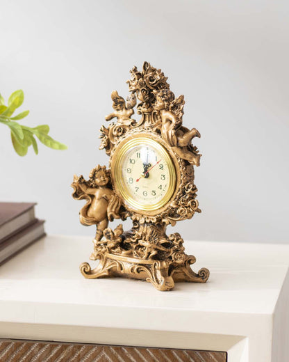 Classic Gold Adorable Angel Table Top Clock