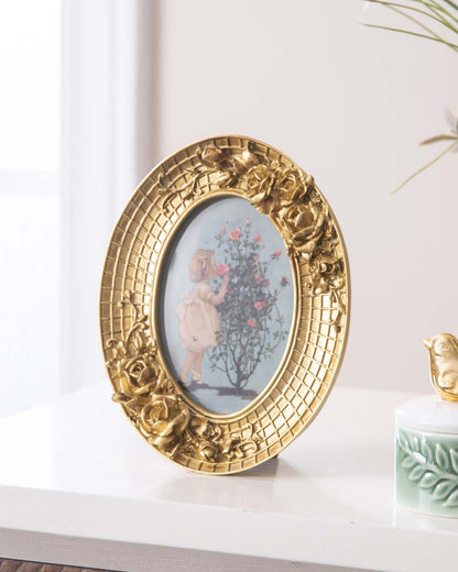 Golden Rose Oval Photo Frame