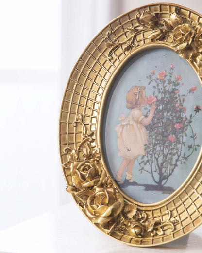 Golden Rose Oval Photo Frame