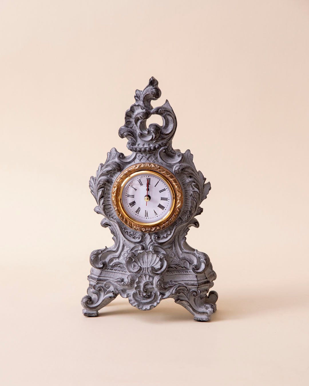 Rustic Grey Victorian Table Top Clock