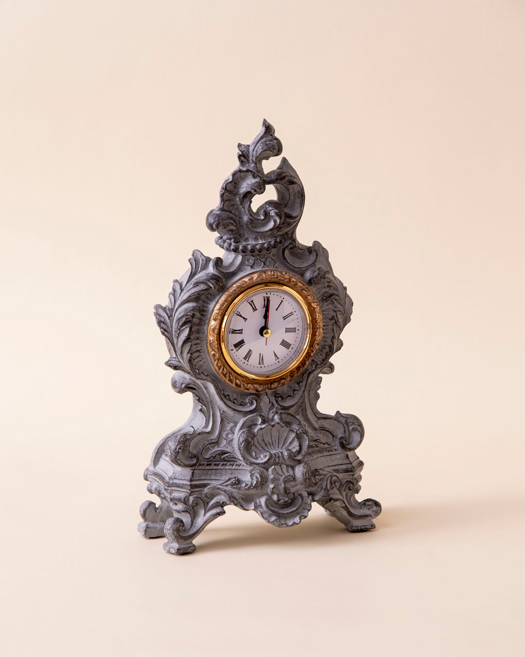 Rustic Grey Victorian Table Top Clock