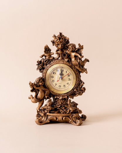 Classic Gold Adorable Angel Table Top Clock
