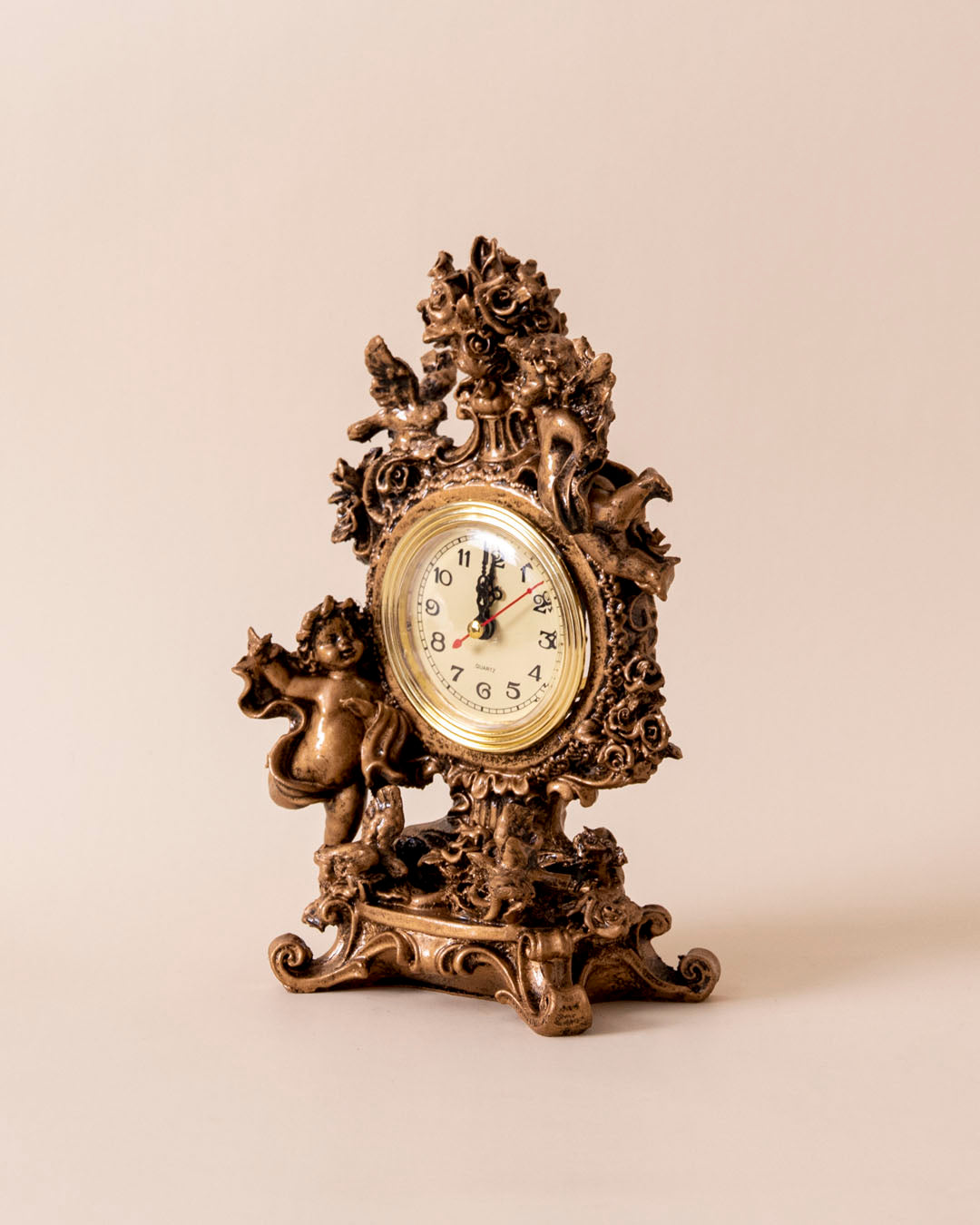 Classic Gold Adorable Angel Table Top Clock