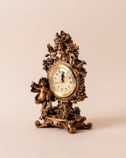 Classic Gold Adorable Angel Table Top Clock