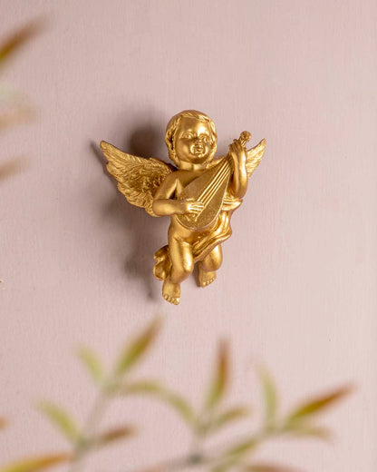 Golden 'Angelic Musician' Wall Accent