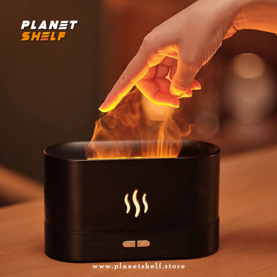 Fire Flame Aromatherapy Humidifier | Ultrasonic Essential Oil Diffuser with Multi-Colour LED