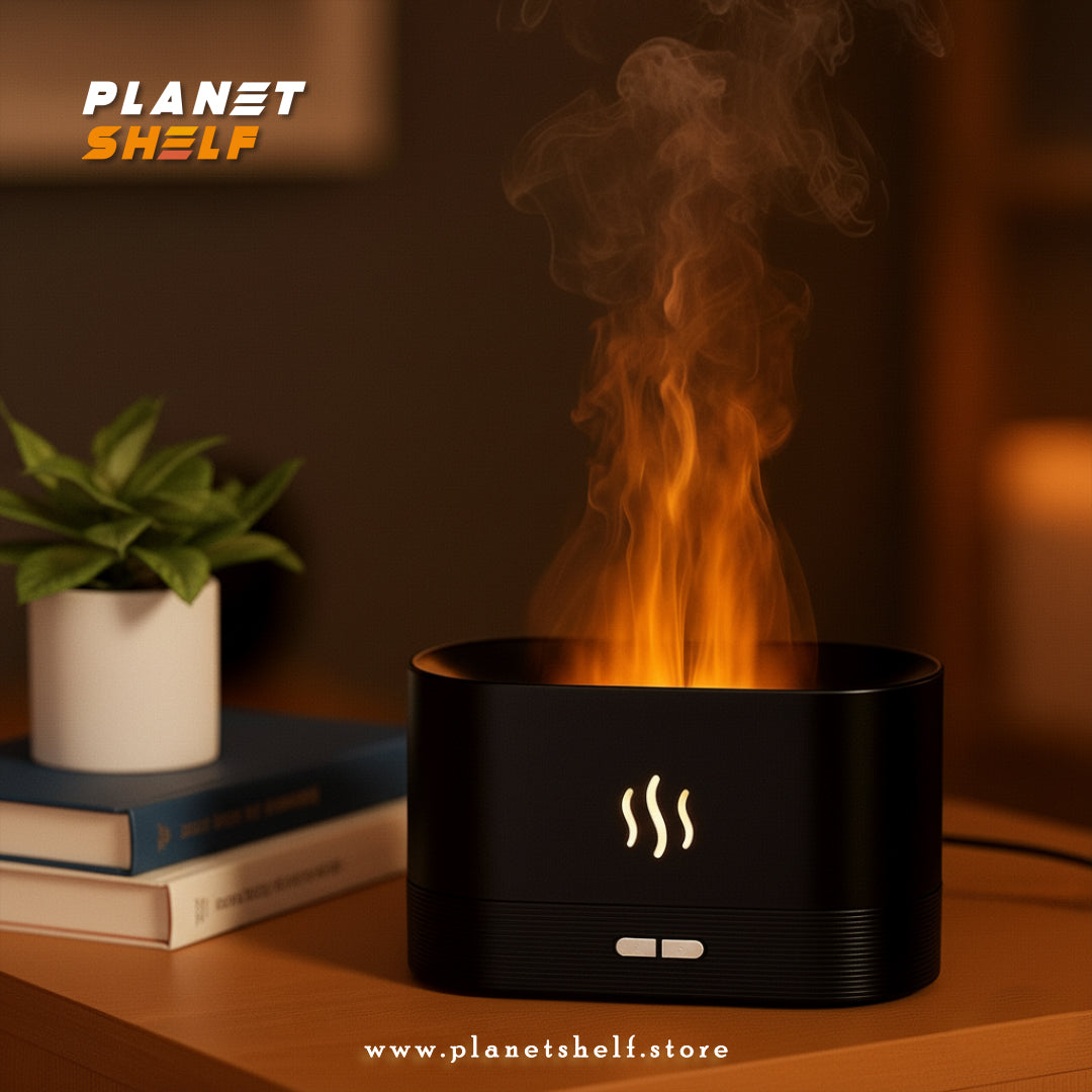 Fire Flame Aromatherapy Humidifier | Ultrasonic Essential Oil Diffuser with Multi-Colour LED
