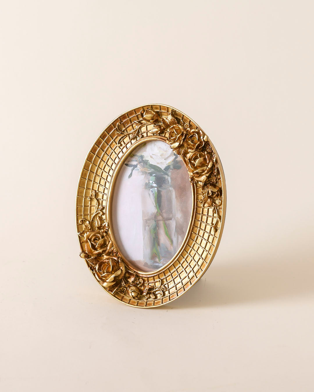 Golden Rose Oval Photo Frame