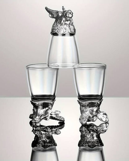 Animal Head Shooters Silver - Set of 12