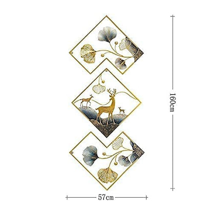 The Crafterz | Handcrafted Metal Abstract Deer Wall Art – Set of 3 Multicolor Sculptures
