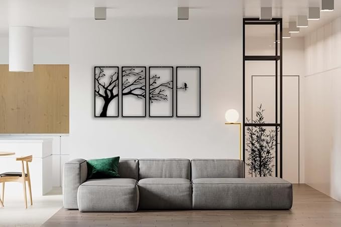 7 Decore | Wooden 3D Tree Wall Art – 4-Piece Panel Frame