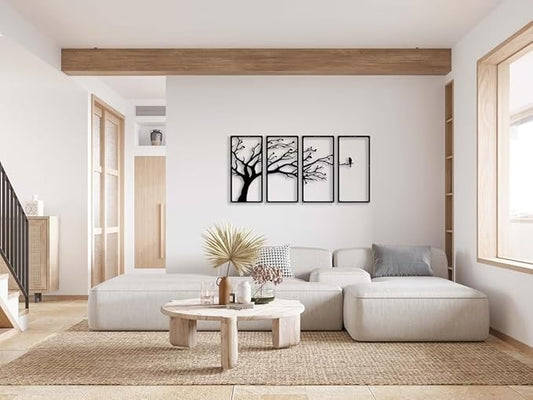 7 Decore | Wooden 3D Tree Wall Art – 4-Piece Panel Frame