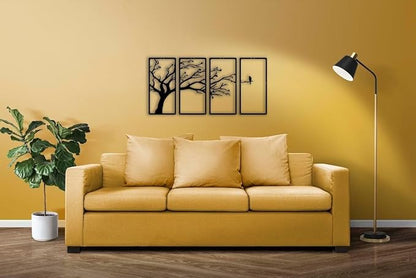 7 Decore | Wooden 3D Tree Wall Art – 4-Piece Panel Frame