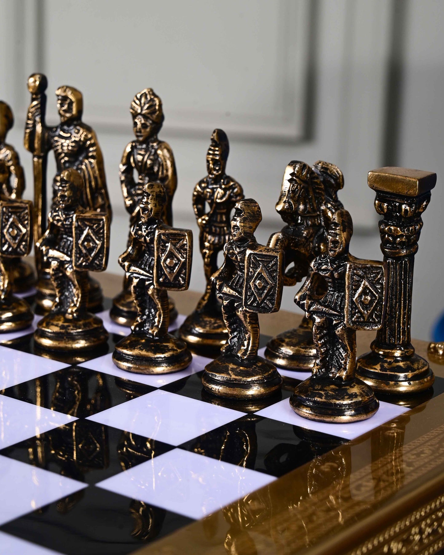 Historical Greek vs Roman Army Chess Set with Stand