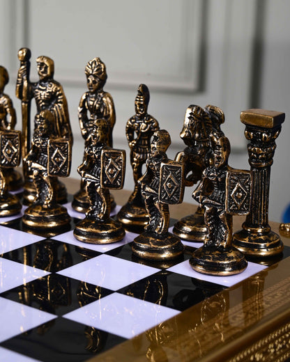 Historical Greek vs Roman Army Chess Set with Stand