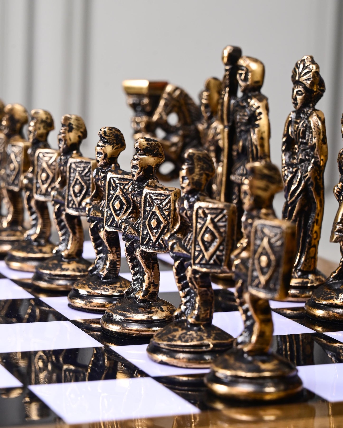 Historical Greek vs Roman Army Chess Set with Stand