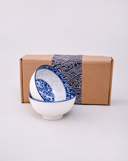 Indigo Bloom Ceramic Katori - Set Of 2