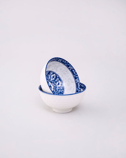 Indigo Bloom Ceramic Katori - Set Of 2