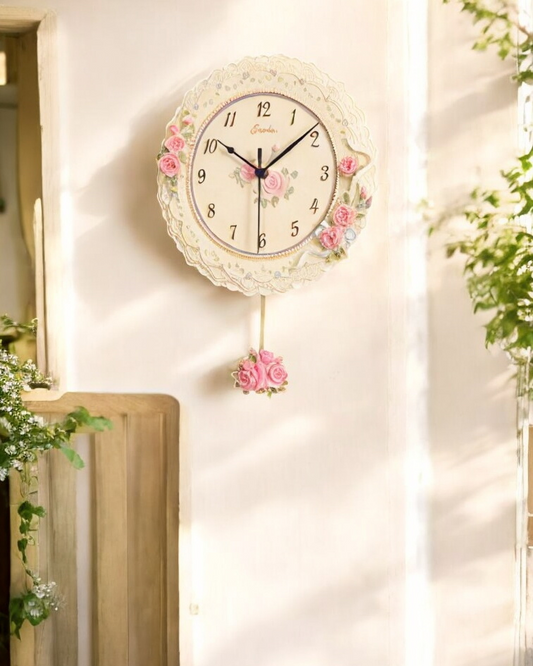 Country Roses' Vintage Wall Clock